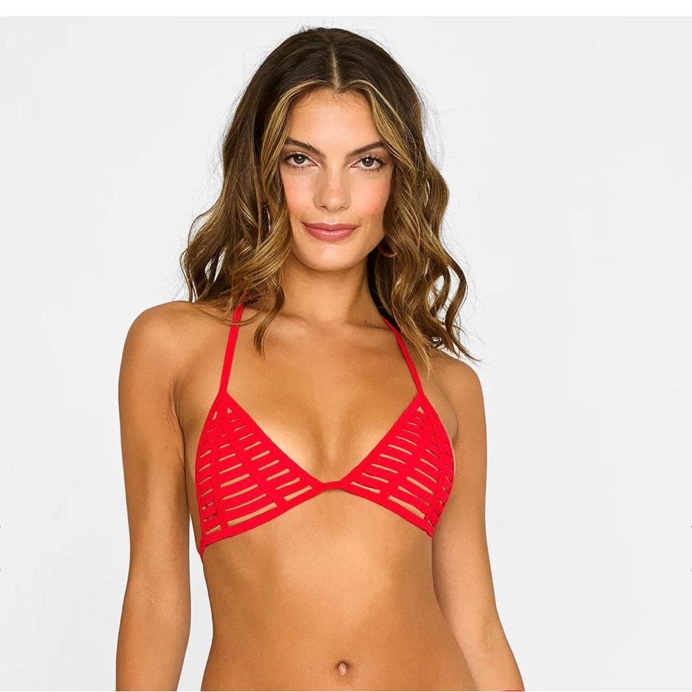 Beach Bunny Swimwear Hard Summer Triangle Top - Large, Red